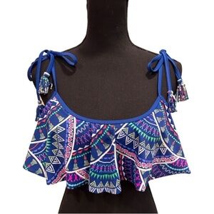 EUC URBAN SEA RUFLED TOP BIKINI SZ M